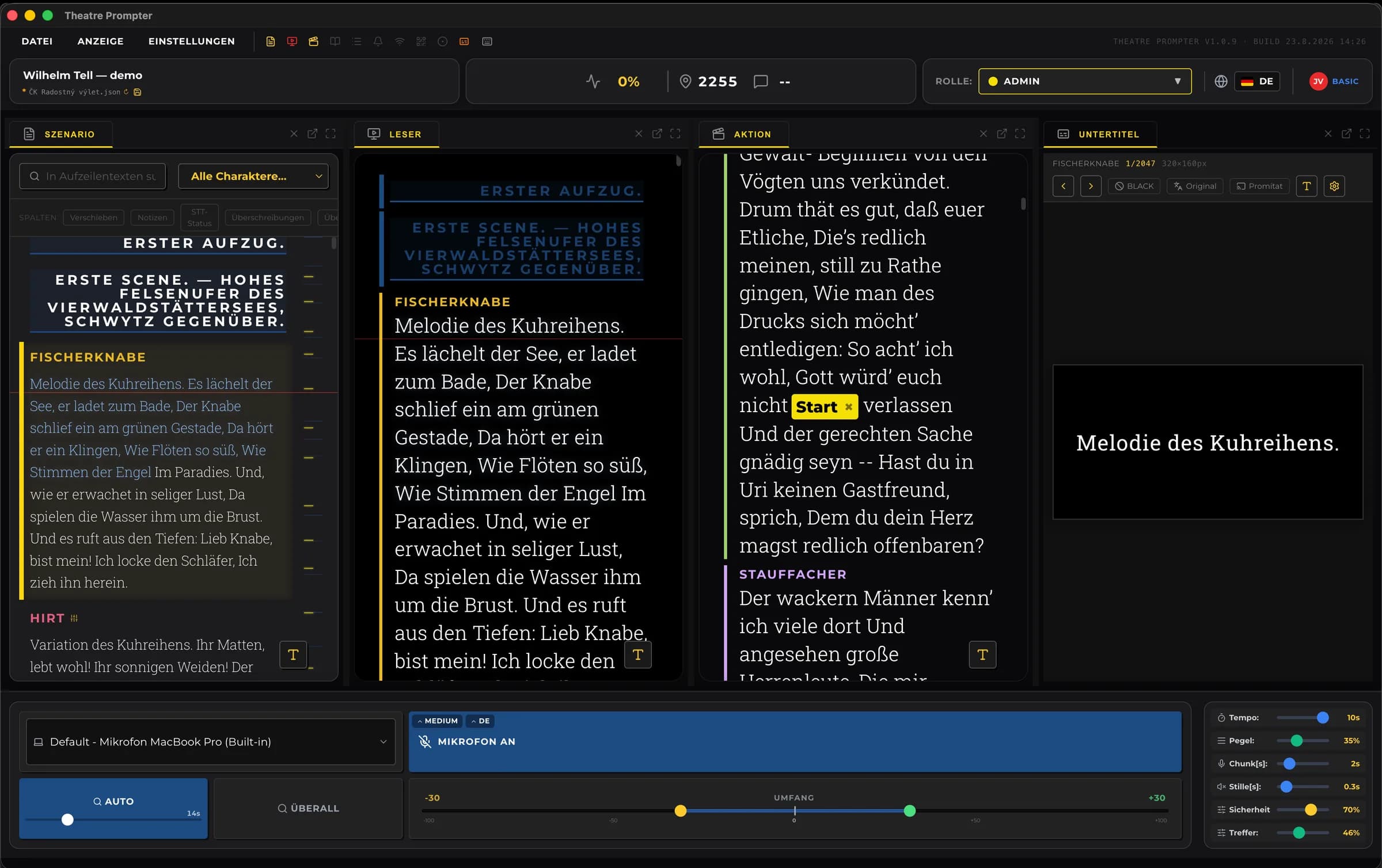 Theatre Prompter — Wilhelm Tell (DE)